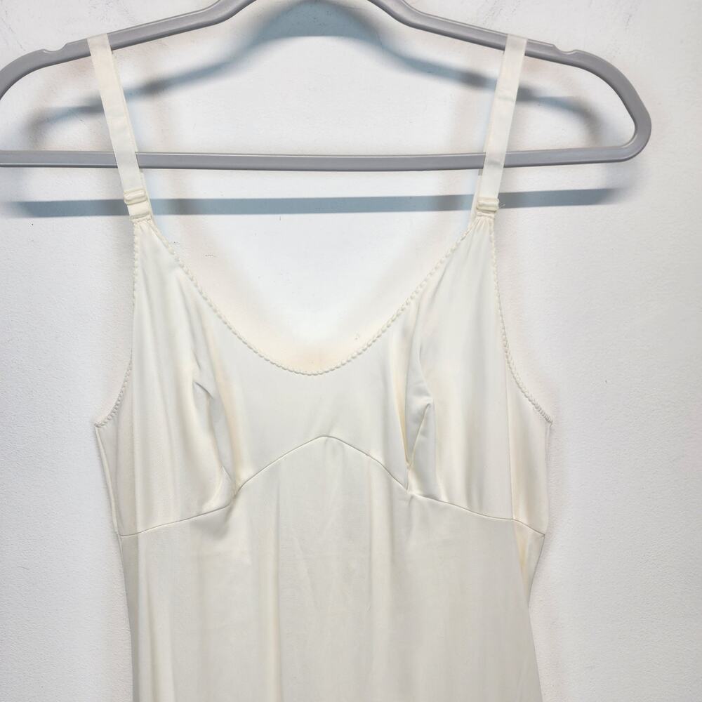 Vintage Sears Maxi Slip Dress Gown Size 36 Ivory Nylon Adjustable Lace Trim - Picture 6 of 14